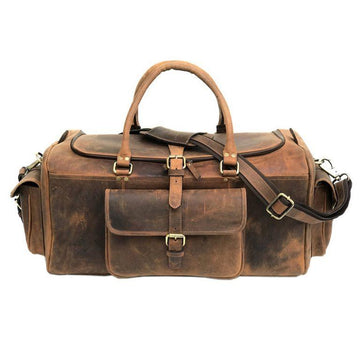 Light Brown 24 inch Leather Weekender Bag